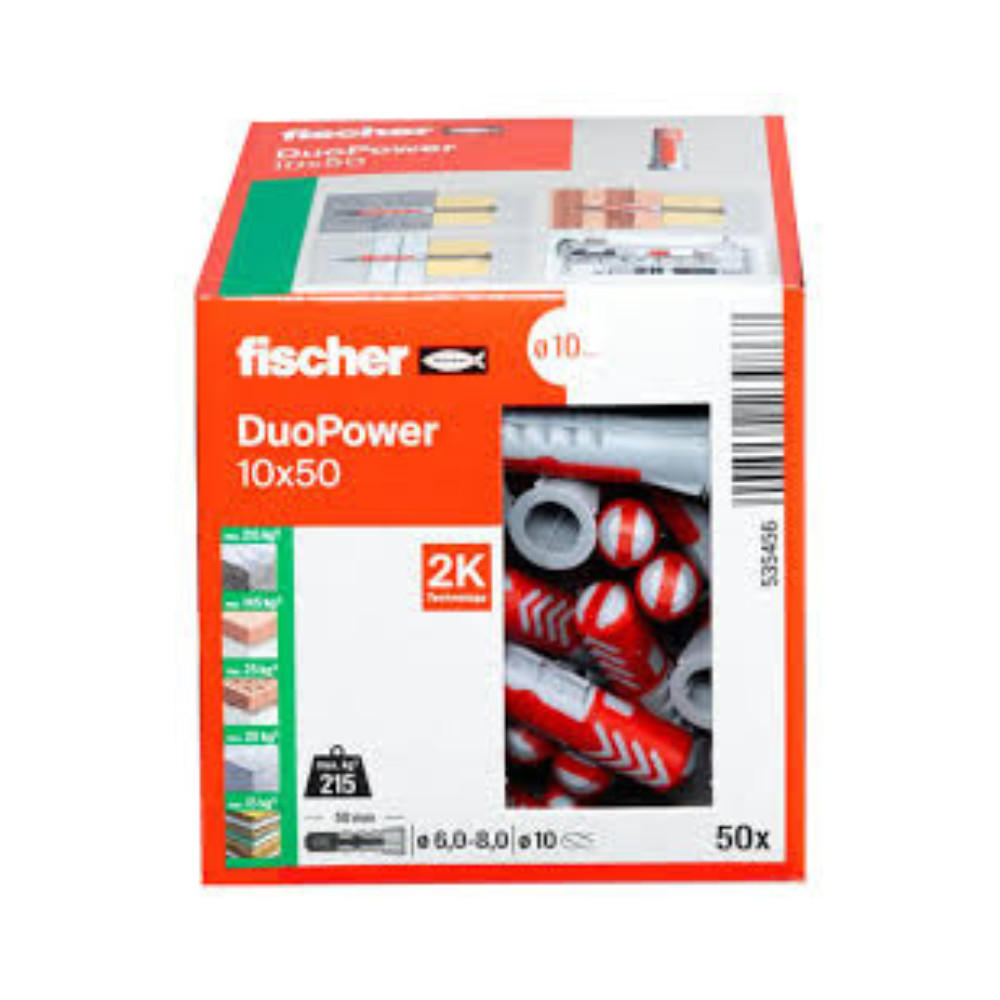 Fischer Duopower Wall Plugs 10mm X 50mm - 50 Pack