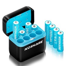 High Capacity Rechargeable AA Batteries 2800mAh - 8 Pack with Charger, Ni-MH, Pr