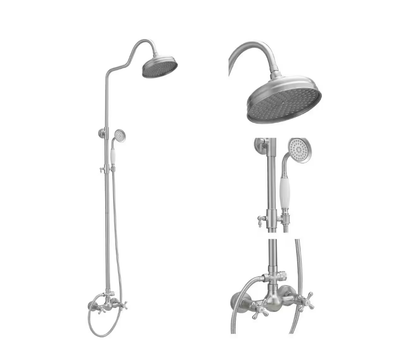 #ad BWE 2 Spray High Pressure Wall Bar Shower Kit with Hand Shower Cross Handles BN $146.01