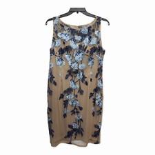 Adrianna Papell Sleeveless Illusion Floral Embroidery Sheath Dress Size 16 Midi
