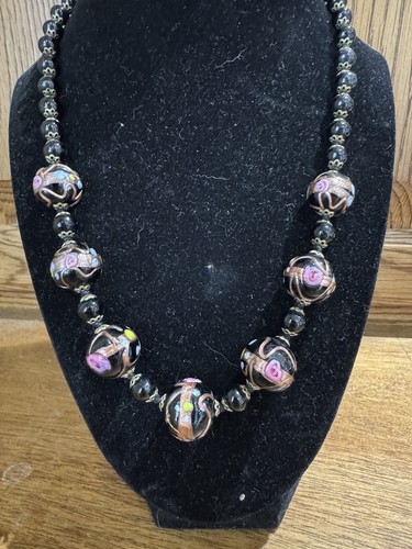 Vintage Venetian Moreno Wedding Cake Glass Bead Necklace