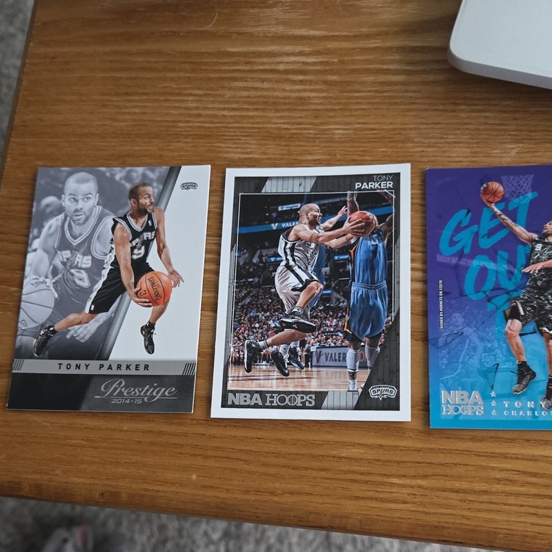 Tony Parker Panini Prestige 2014-15 & NBA Hoops Get Out - 3-Card Lot