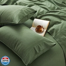 OnlySet 4Pcs Organic Linen Sheets Full Size, 100% French Linen from Normandy,