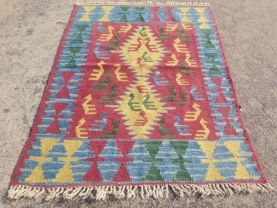 Used Fine Vintage Traditional Hand Made Oriental Wool Kelim 3.1x2.5ft