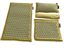 UNMERA Acupressure Mat and Pillow Set Natural Eco Linen  Sage Green NO BAG