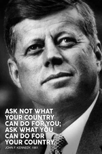 Laminated President John F Kennedy Ask Not JFK Famous Motivational Inspirational