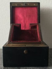 RARE c1880s POCKET WATCH desk HOLDER with ornate black scrolls RED LACQUER TOP