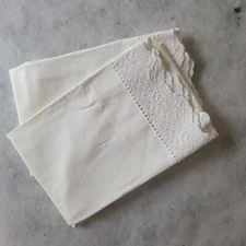 D. Porthault Dan River MADE IN USA 100% COTTON Pillow Cases x2 RARE SLIGHT FLAWS