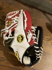 Rare PRO MOUND White/BLK/Red Leather Right Hand Thrower Baseball Mitt Glove 12"