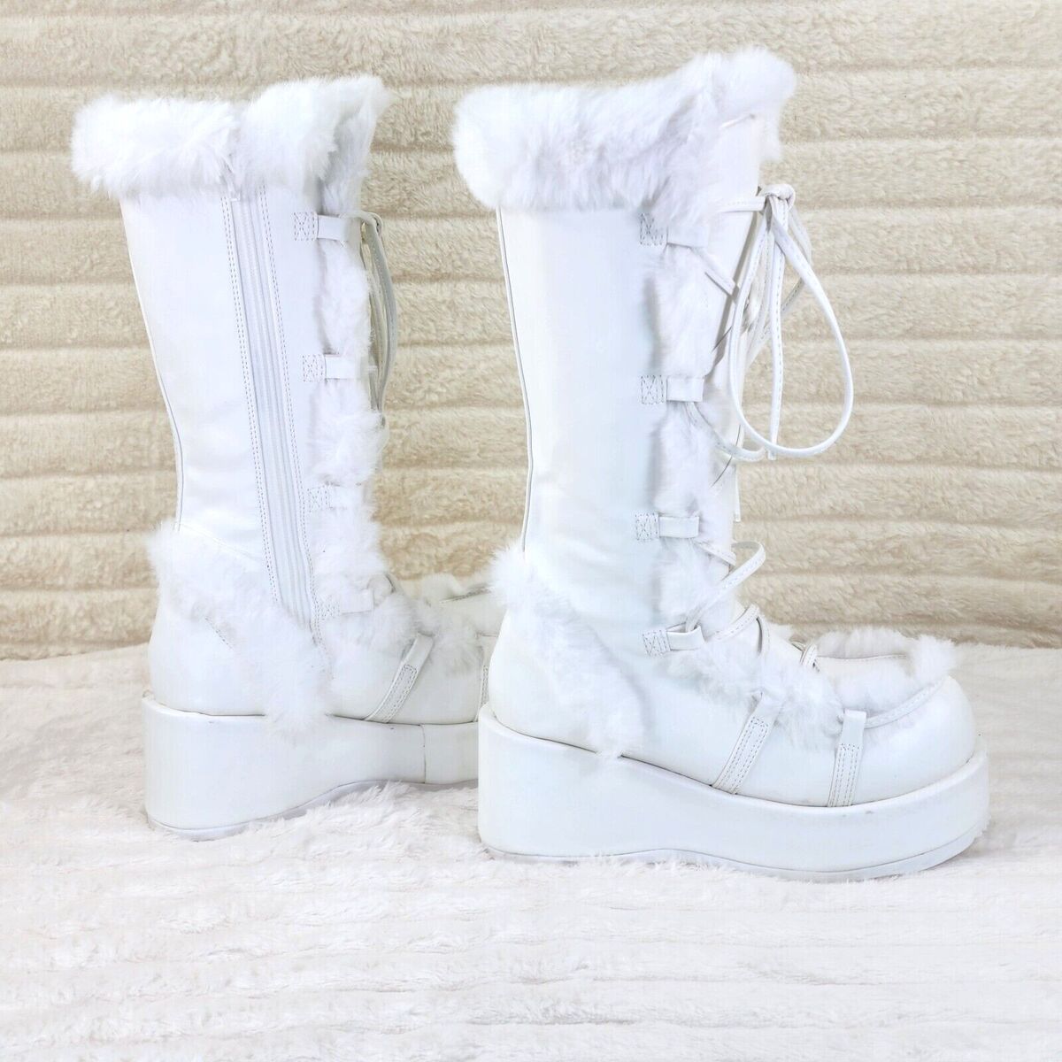 Cubby 311 Stomper White Mammoth Platform Goth Punk Knee Cubby 311 Stomper White Mammoth Platform Goth Punk Knee