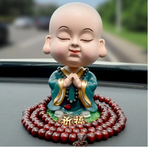 Kreatives Auto Ornament Kopfschütteln Maitreya Buddhistischer Mönch süß Auto Deko - Bild 24 von 26