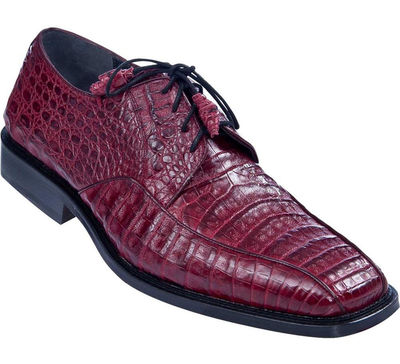 LOS ALTOS GENUINE BURGUNDY CROCODILE CAIMAN BELLY OXFORDS DRESS SHOE D