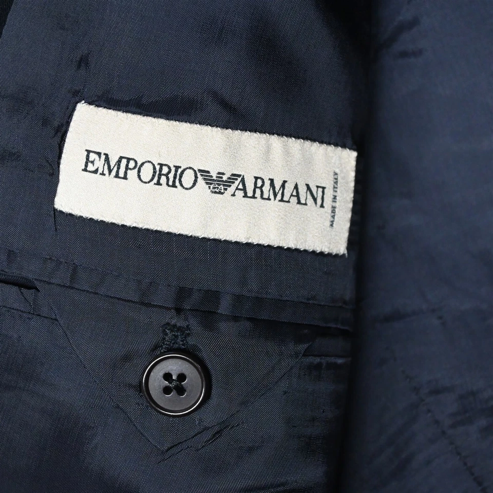 Vtg Emporio Armani 42S Navy Blue Wool Italy Old Money Suit Jacket Sport Coat - Image 4 of 4