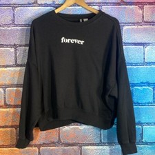 Divided Women  s Forever Friends Crewneck Sweater Shirt Black M/L