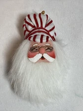 Santa Head Christmas Ornament with Conductors Hat Holiday Ornament