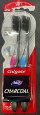Colgate 360 2 Pack Charcoal Soft Bristles Toothbrush w/Tongue and Cheek Cleaner.