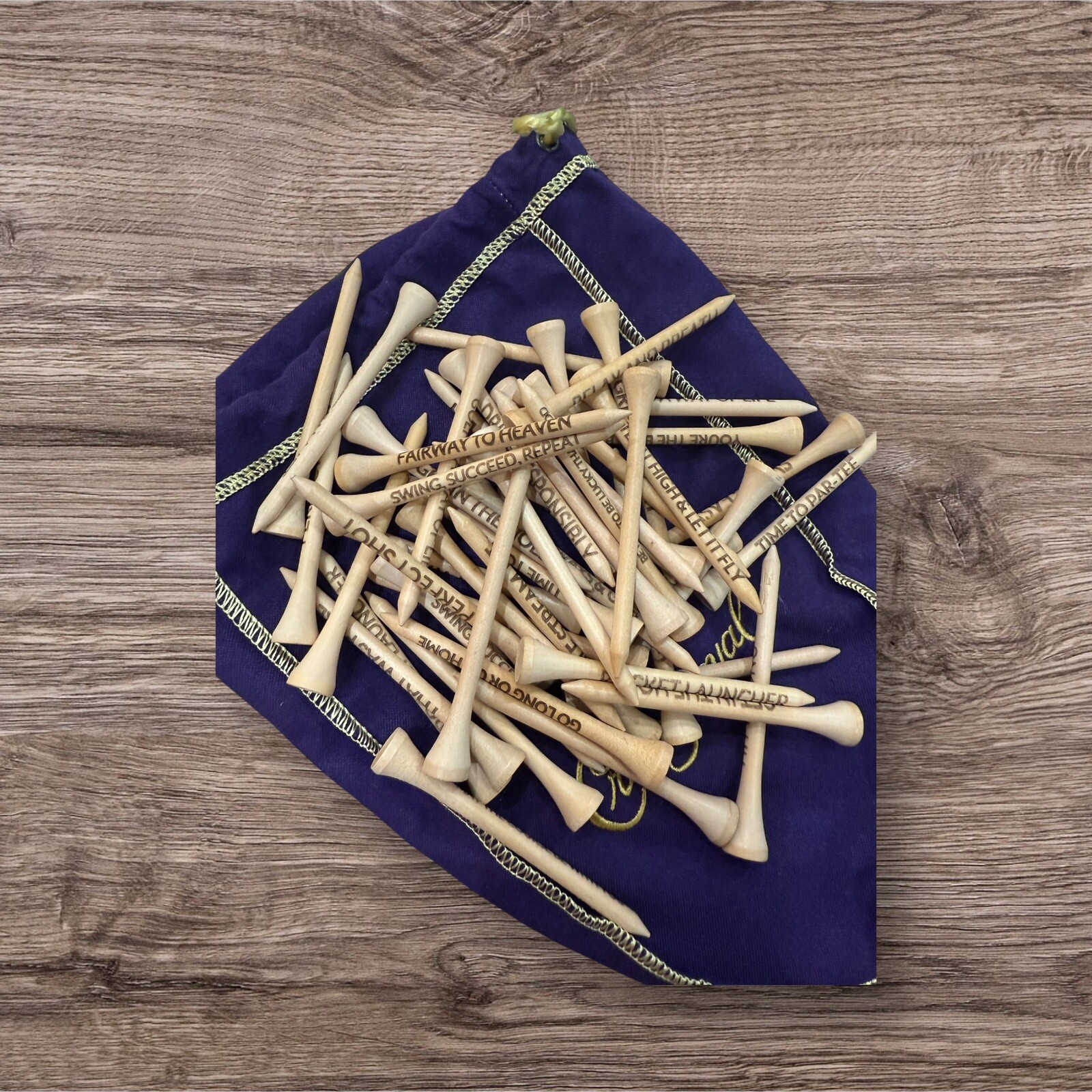 50 Engraved Golf Saying Tees Great Golf Gift 3 1/4” Natural Wood Golf Pride