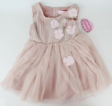 NWT Popatu Floral Applique Dress Baby Girls , 12 Month Weddings, Birthdays
