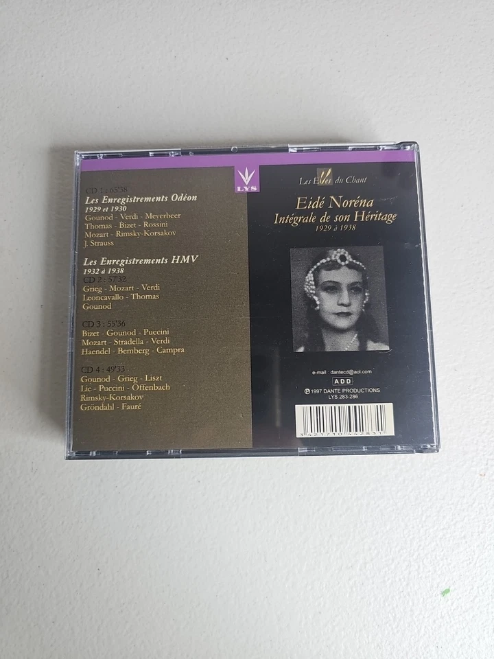 Opera CD Eide Norena Integrale De Son Heritage 1929-38 4 CDs Set LYS 283-286 - Image 2 of 3