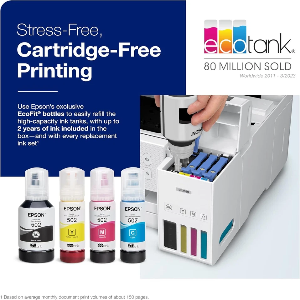 Epson EcoTank ET-2850 Color All-in-One Supertank Printer 2-sided Printing Seal - Image 2 of 4