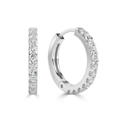 0,33ct runde 100% natürliche Diamant Creolen, Weißgold funkelnd