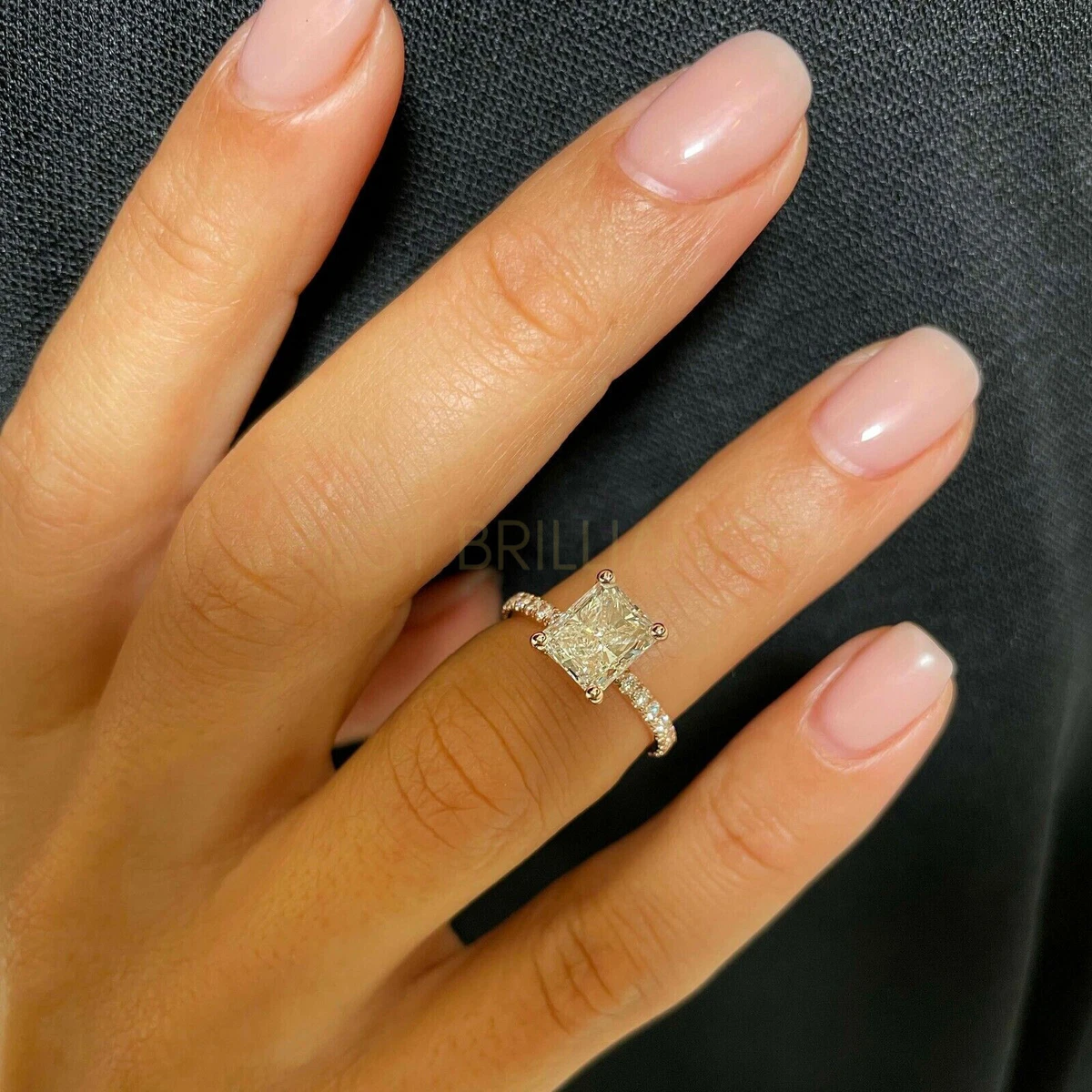 2 Ct Natural Radiant Cut Diamond Solitaire Engagement Ring 14K Rose Gold E SI2
