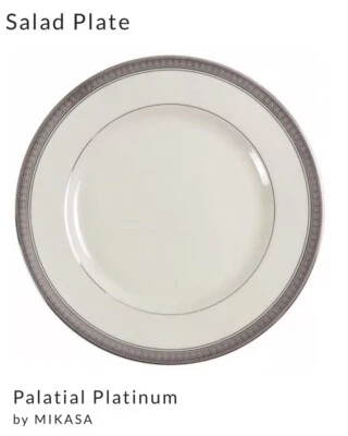 Mikasa Palatial Platinum Salad Plate L3235 Platinum Encrusted Band