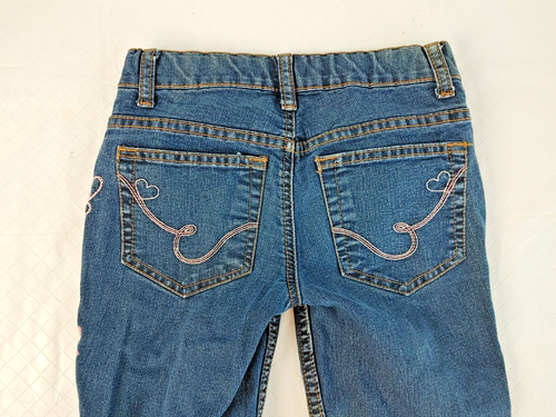 L.E.I. Gabby Lowrise Flared Jeans Embroidery Details Adj Waist Sz 7 #15230 - Picture 5 of 5