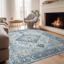 5x7 Area Rugs for Living Room Distressed Traditional Area Rugs 5'x7' Blue