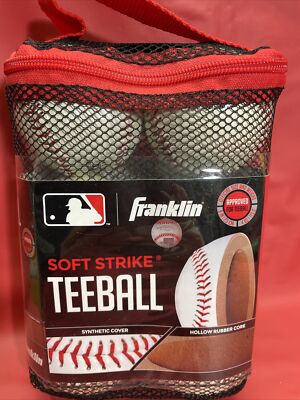 FRANKLIN Sports Youth T Balls Soft-Strike Tee Ball Baseballs 6-Pack rubber Core