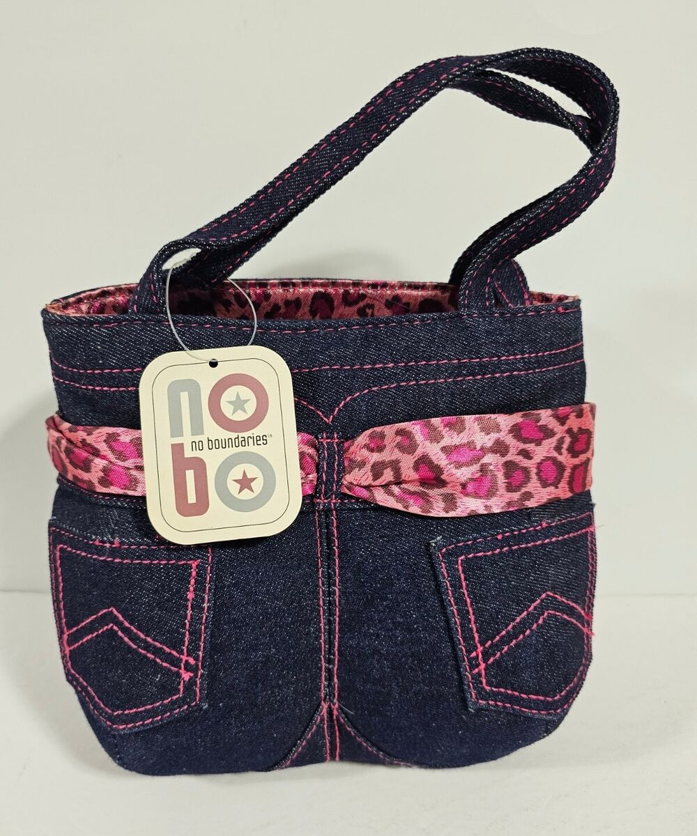 Vintage Y2K No Boundaries Women's Pink Denim Jean Tote Bag Vintage Y2K No Boundaries Women's Pink Denim Jean Tote Bag