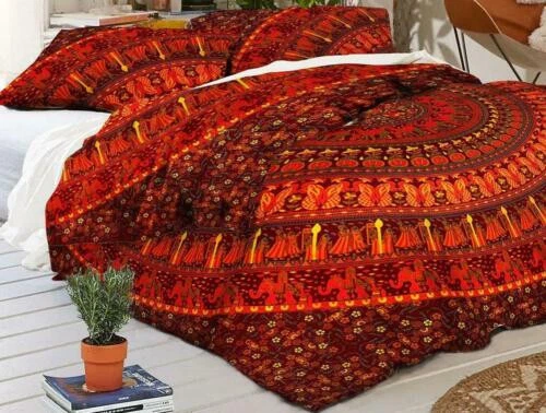 Capa de edredom Mandala vermelha multi reversível edredom boêmio - Imagem 2 de 4