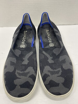 Rothy’s Slip On Boardwalk Women’s Size Camo Black Gray Sneakers Shoes  - Main Image