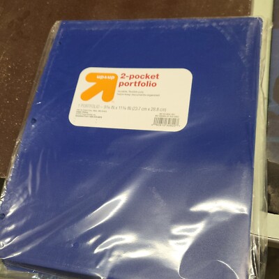 Up & Up Blue Plastic 2 Pocket Folders 3 Hole Punched pack of 24