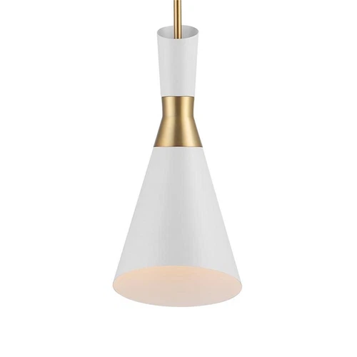 Uttermost 1-Light Contemporary Metal Mini Pendant in Brass/White Finish - Picture 4 of 7