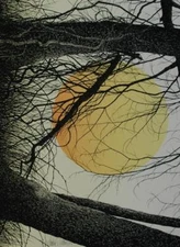 Vintage Mid Century Lithograph Sunset by Berks County Artist Franklin Galambos