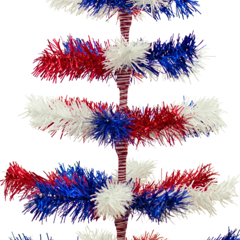 4th of July Tinsel Trees 4FT Classic Tinsel Feather Tree Red, White, & Blue 48'' - Image 3 of 4