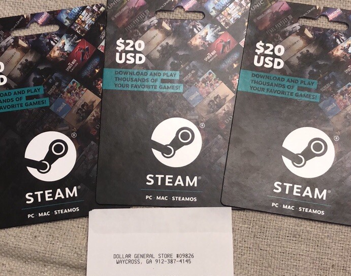 3 Steam Gift Cards Each Card Is $20 Value (Unscratched) Physical Cards ...