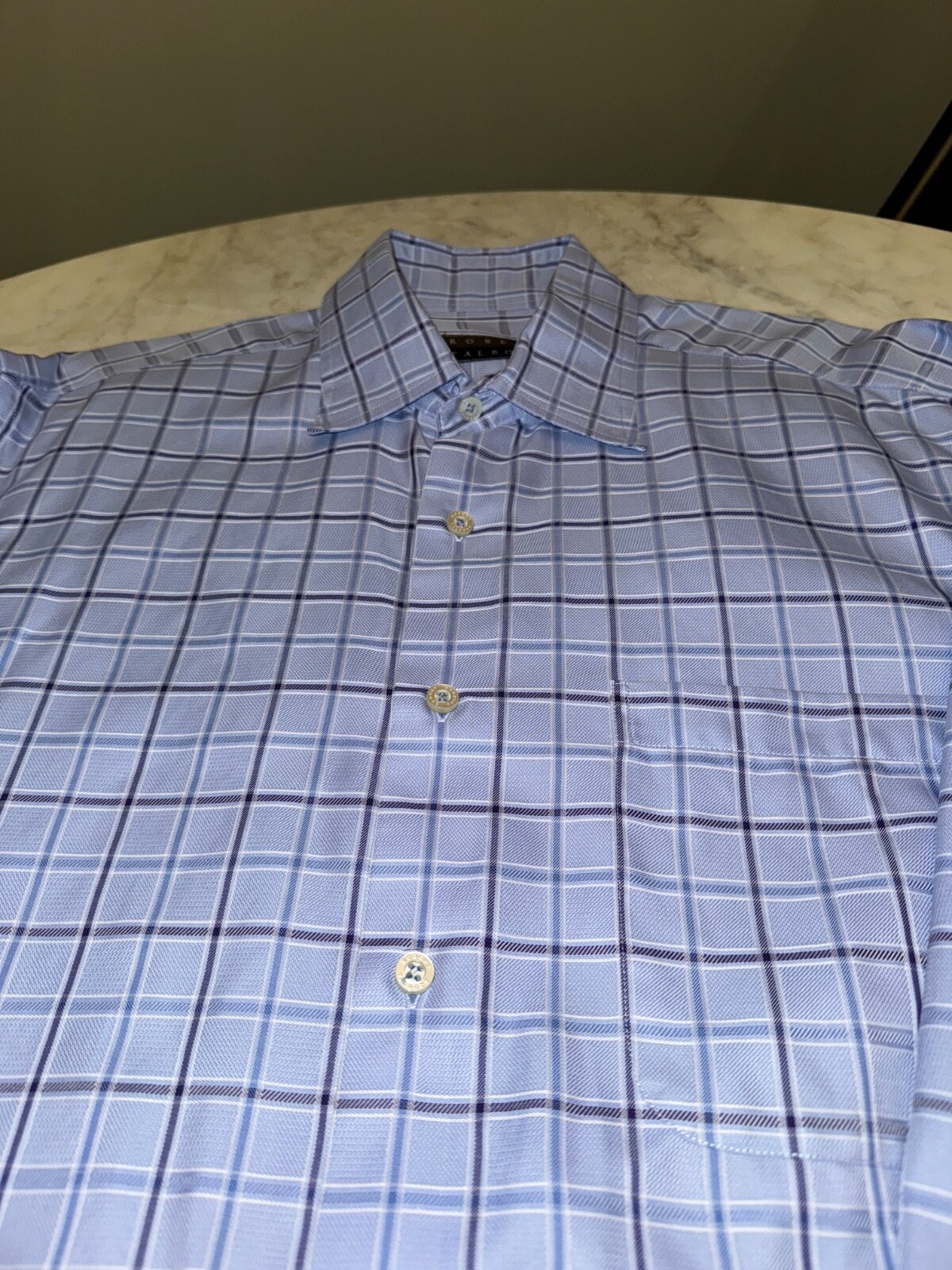 Robert Talbott Blue Plaid Pattern Shirt - Size L … - image 5