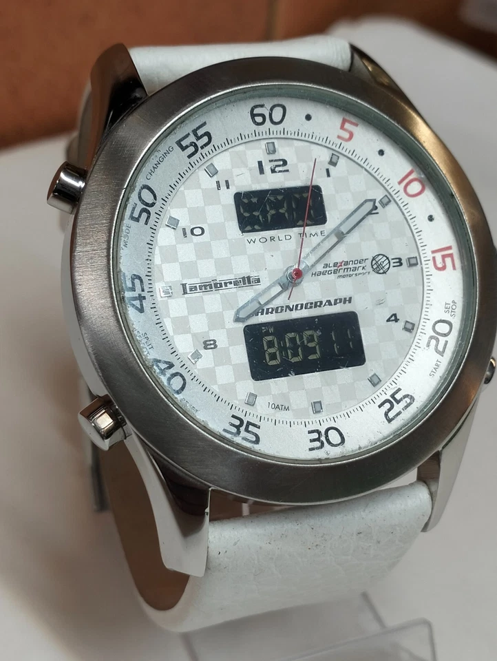 RELOJ LAMBRETTA ANA-DIGI CUARZO ESFERA BLANCA HOMBRE FUNCIONANDO VINTAGE Foto 4 de 4