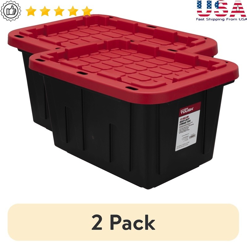12 Gallon Stackable Plastic Storage Bin Container 2-Pack with Snap-On Lid