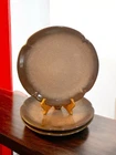 Frankoma Pottery Plainsman Prairie Brown 10” Dinner Plates 5F Scalloped Set of 3