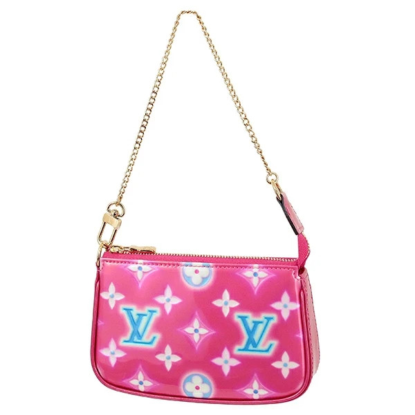 LOUIS VUITTON Monogram Vernis Mini Pochette Accessoires Pink