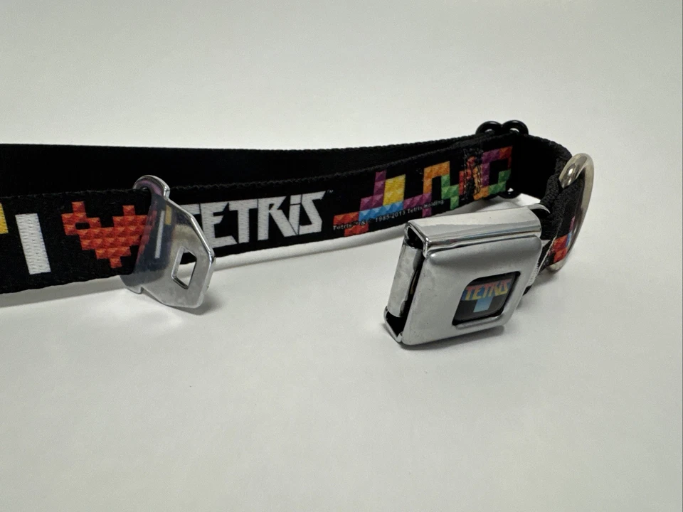 Cinturón de seguridad con hebilla collar de perro TETRIS negro multicolor 1" x ajuste EE. UU. Foto 3 de 4