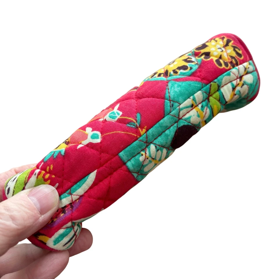 Vera Bradley cosmetics case zipper pouch quilted cotton pink Paisley print - Image 3 of 4