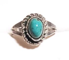 Vintage Turquoise Ring Native American Hand Made 925 Sterling Silver US Size 3.5