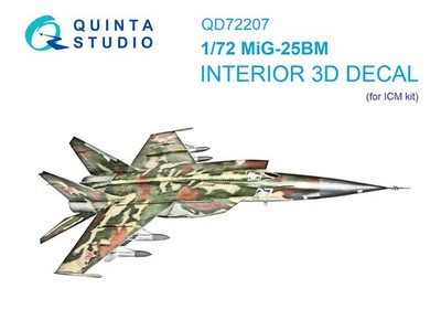 Quinta Studio 1/72 MiG-25BM 3D-Printed & colour Interior on decal paper (ICM)