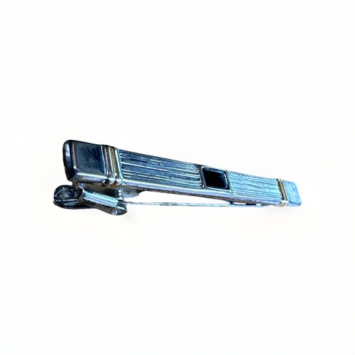 Vintage Silver Tone Gold Black Geometric Tie Clip Dress Shirt Art Deco - Picture 3 of 8