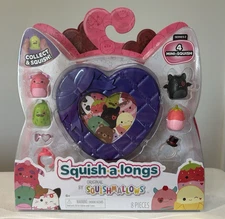 SQUISHMALLOWS SQUISH-A-LONGS SERIES 2 VALENTINE MONSTER PICKLE BAT 4 FIGURES NIP