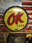 VINTAGE CHEVROLET PORCELAIN OLD SIGN OK USED CAR TRUCK DEALER SERVICE SALES DEPT